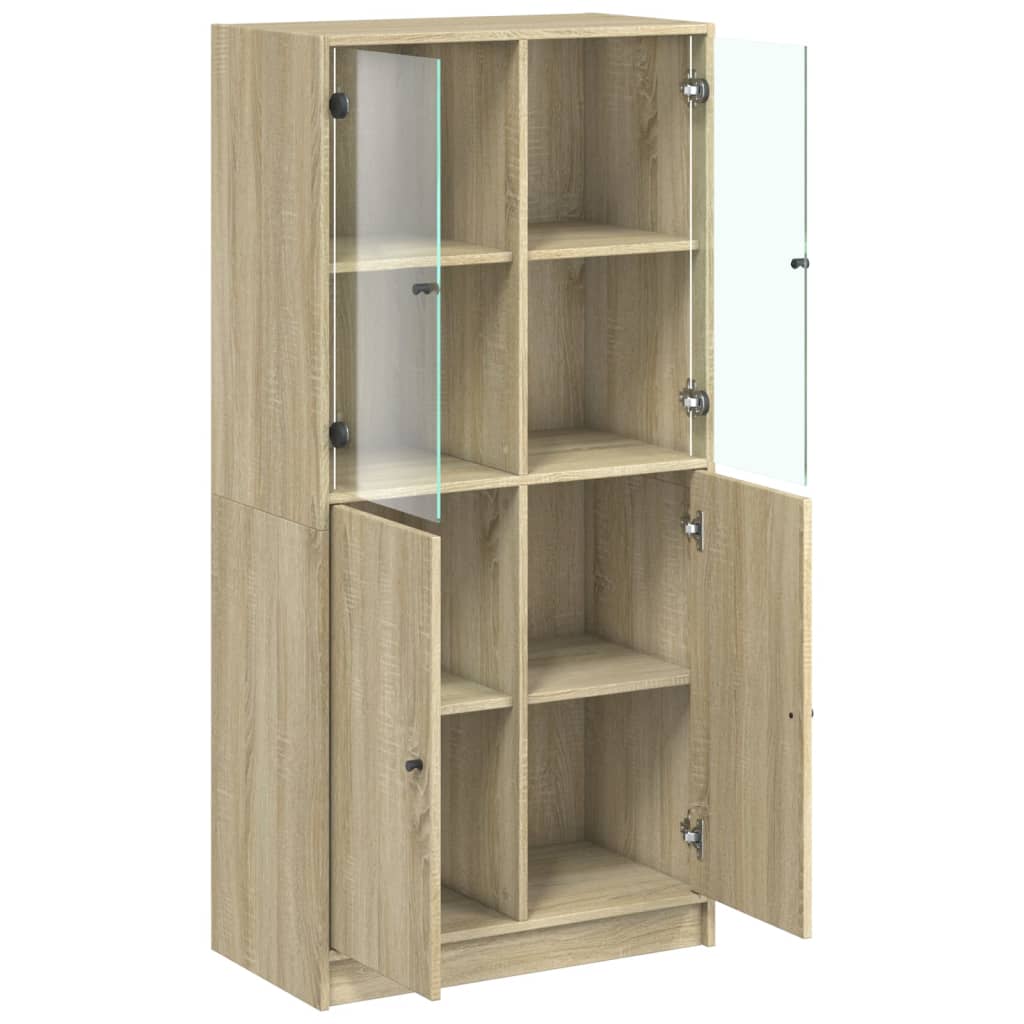 skab med låger 68x37x142 cm konstrueret træ sonoma-eg