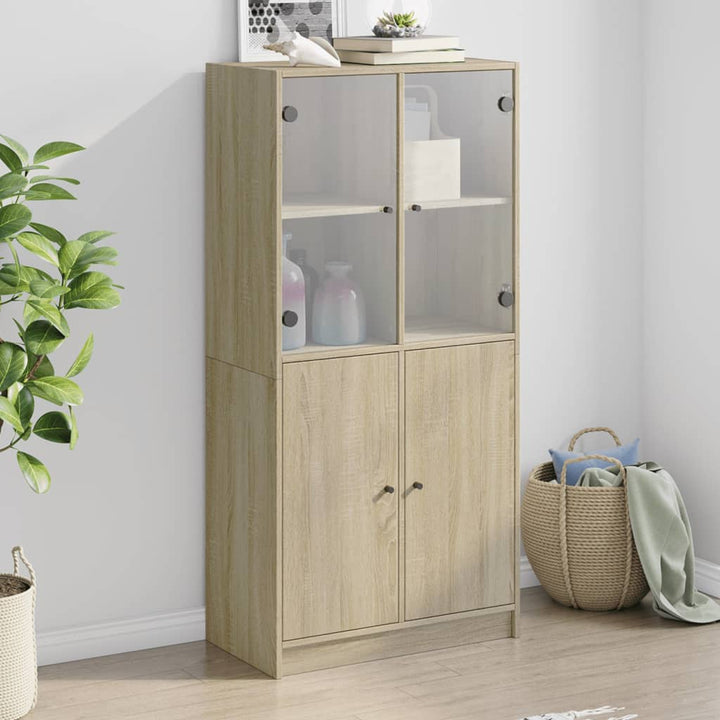 skab med låger 68x37x142 cm konstrueret træ sonoma-eg