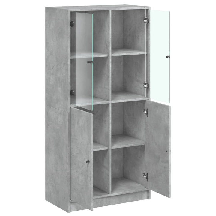 skab med låger 68x37x142 cm konstrueret træ betongrå