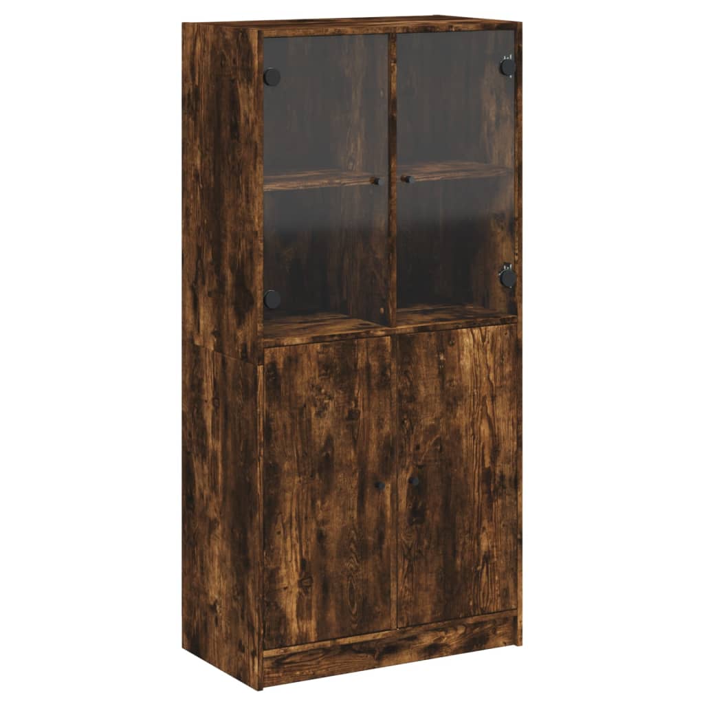 skab med låger 68x37x142 cm konstrueret træ røget egetræsfarve
