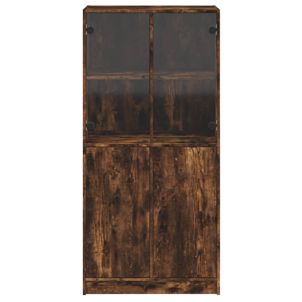 skab med låger 68x37x142 cm konstrueret træ røget egetræsfarve