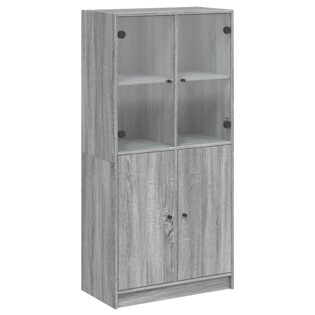 skab med låger 68x37x142 cm konstrueret træ grå sonoma-eg