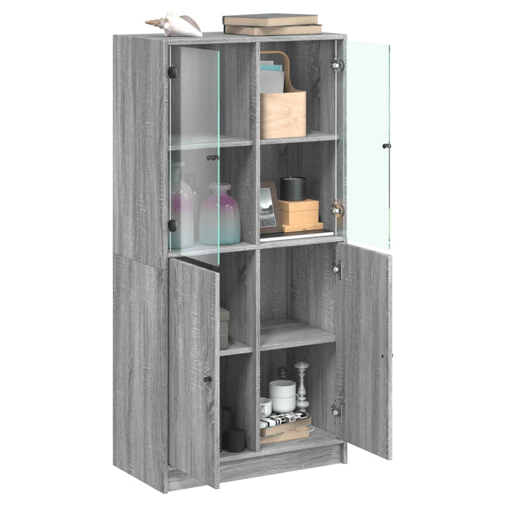 skab med låger 68x37x142 cm konstrueret træ grå sonoma-eg