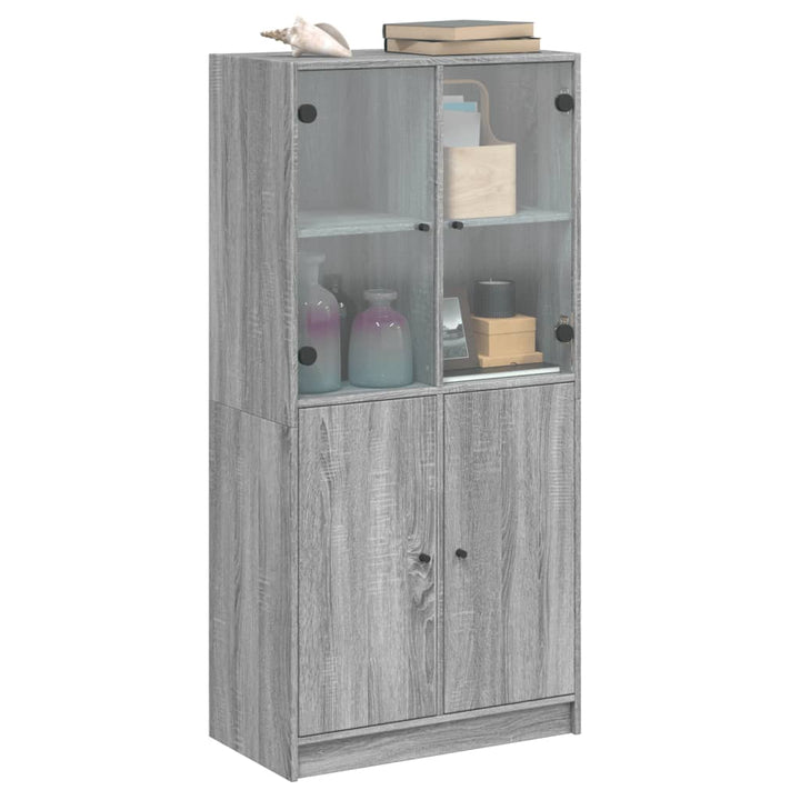 skab med låger 68x37x142 cm konstrueret træ grå sonoma-eg