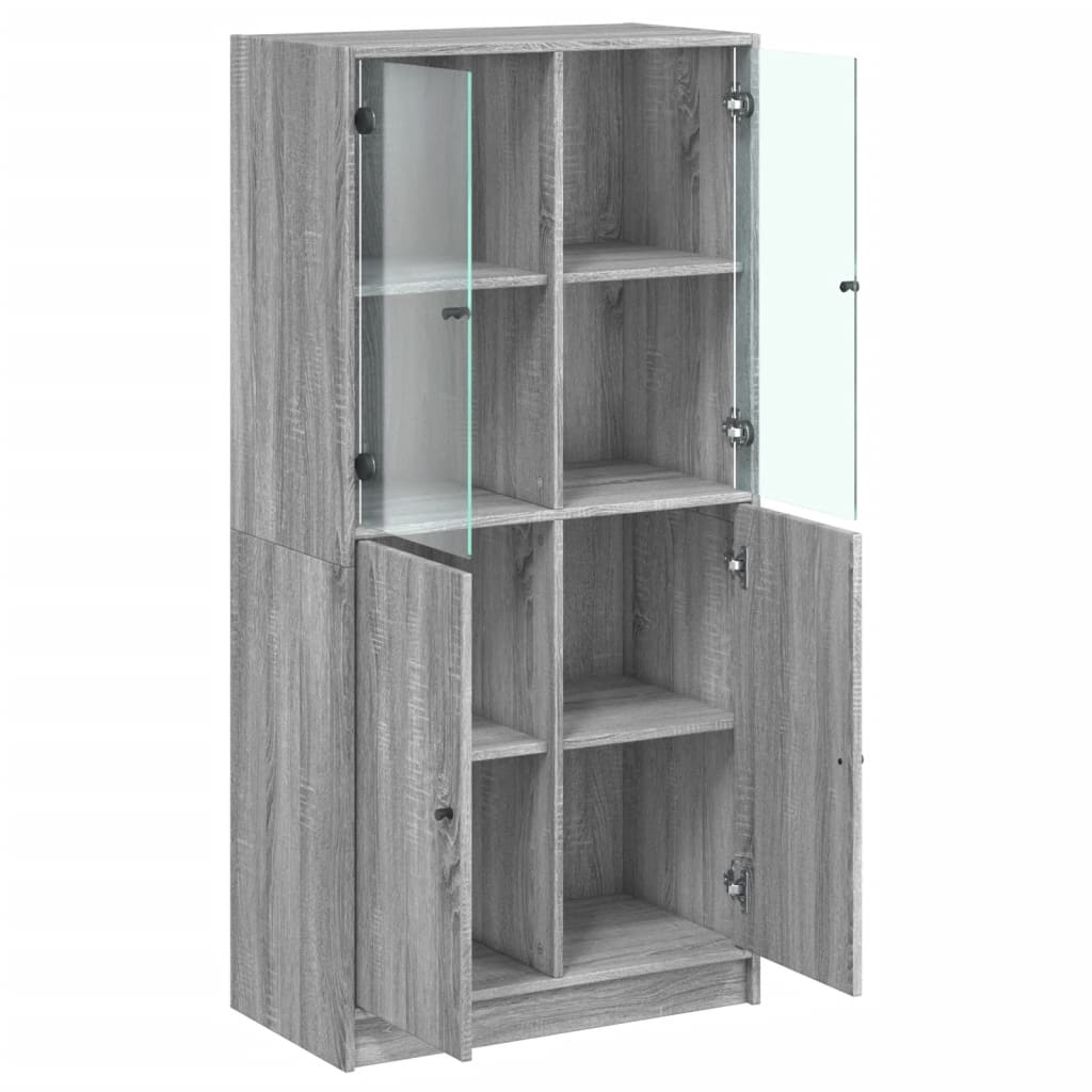skab med låger 68x37x142 cm konstrueret træ grå sonoma-eg