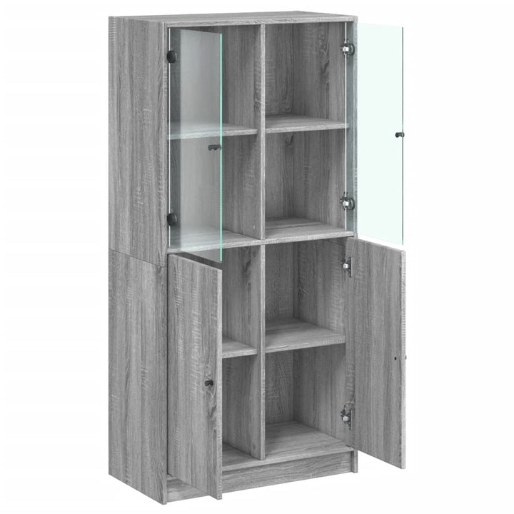 skab med låger 68x37x142 cm konstrueret træ grå sonoma-eg