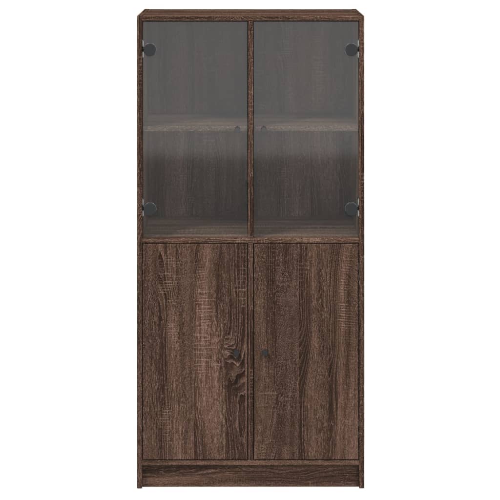 skab med låger 68x37x142 cm konstrueret træ brun egetræsfarve