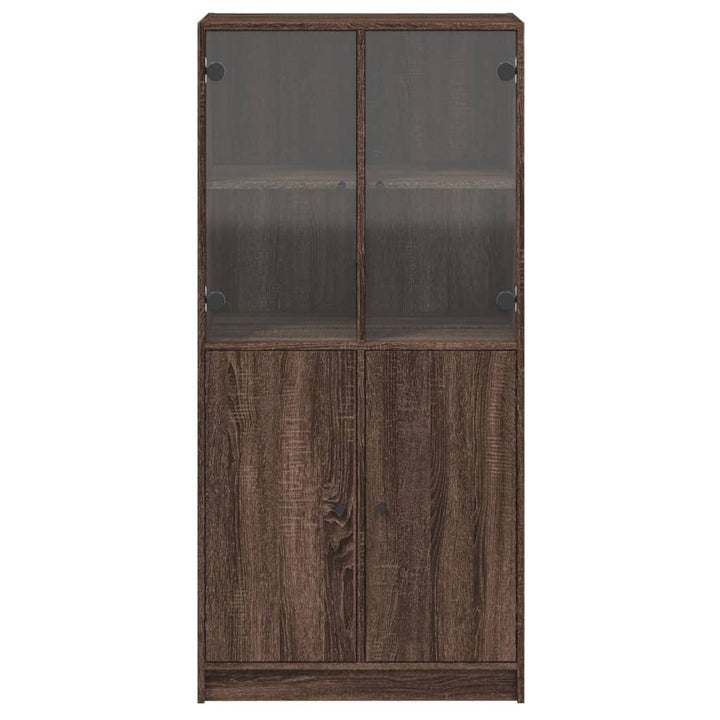 skab med låger 68x37x142 cm konstrueret træ brun egetræsfarve