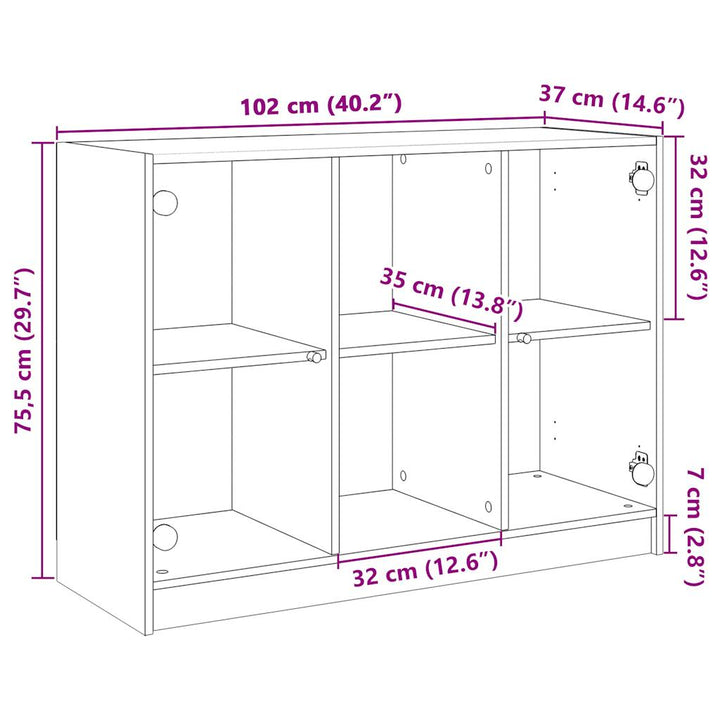 skænk 102x37x75,5 cm konstrueret træ hvid