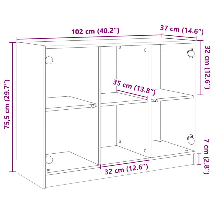 skænk 102x37x75,5 cm konstrueret træ sonoma-eg