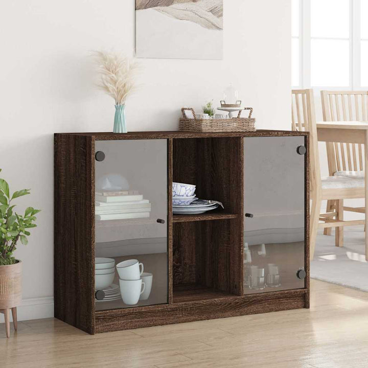skænk 102x37x75,5 cm konstrueret træ brun egetræsfarve