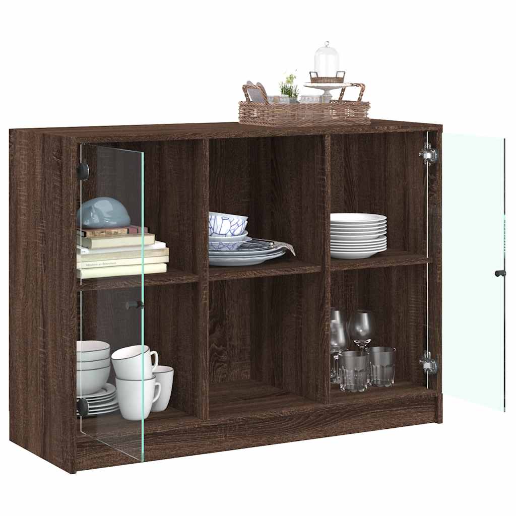 skænk 102x37x75,5 cm konstrueret træ brun egetræsfarve