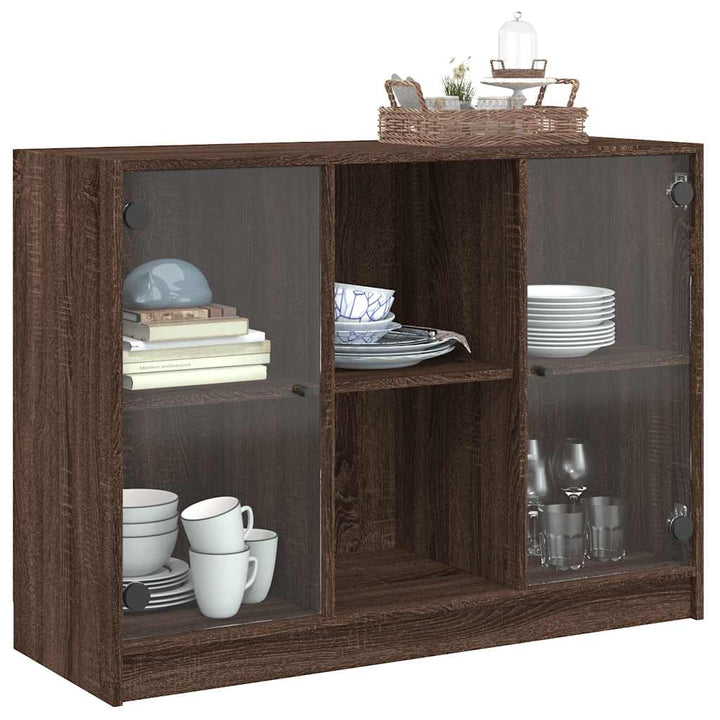 skænk 102x37x75,5 cm konstrueret træ brun egetræsfarve