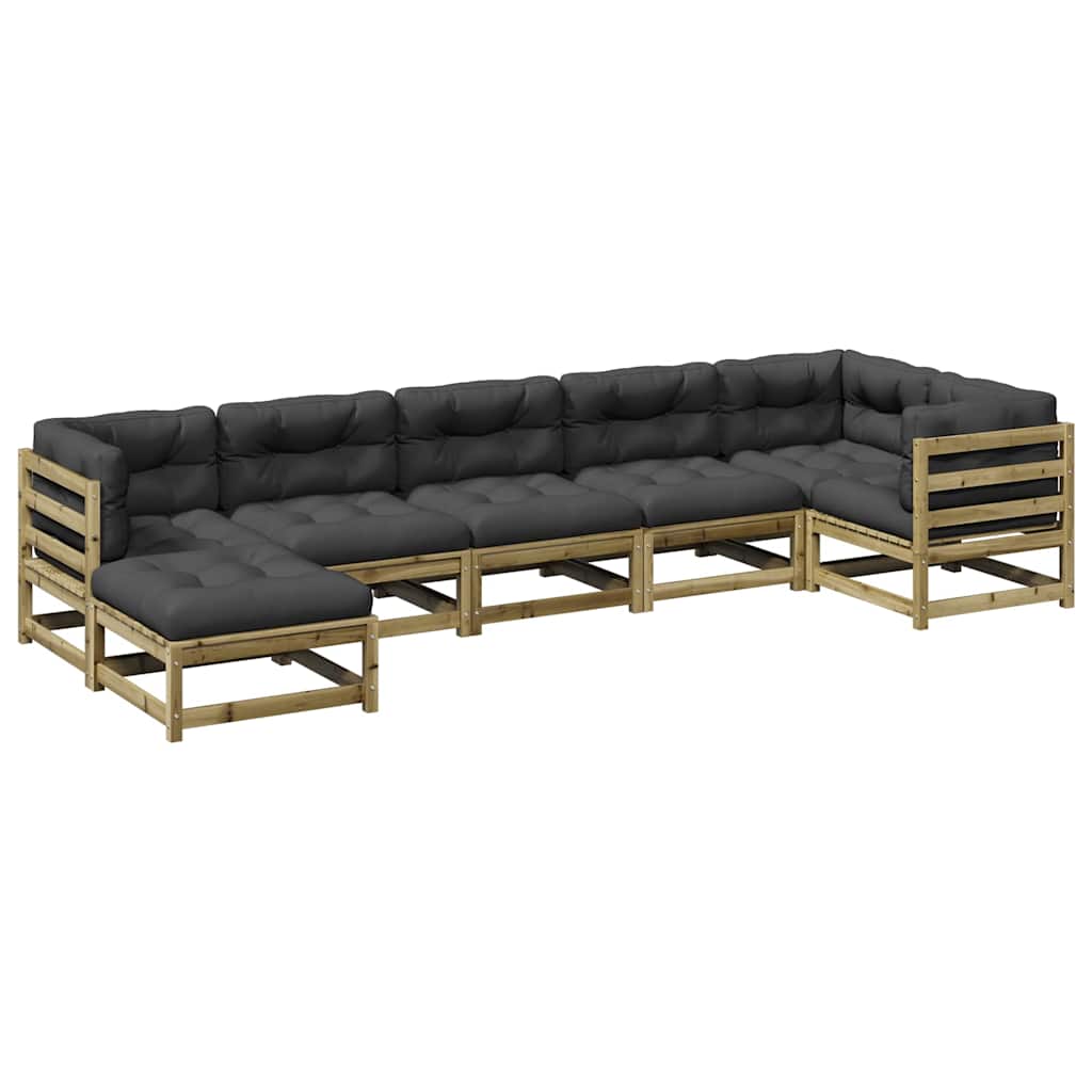 sofasæt til haven 7 dele med hynder imprægneret fyrretræ