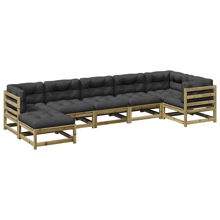 sofasæt til haven 7 dele med hynder imprægneret fyrretræ