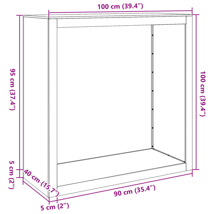 brændestativ 100x40x100 cm galvaniseret stål