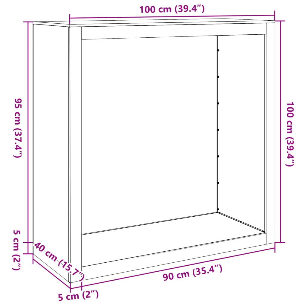 Brændereol 100x40x100 cm i vejrbestandigt stål