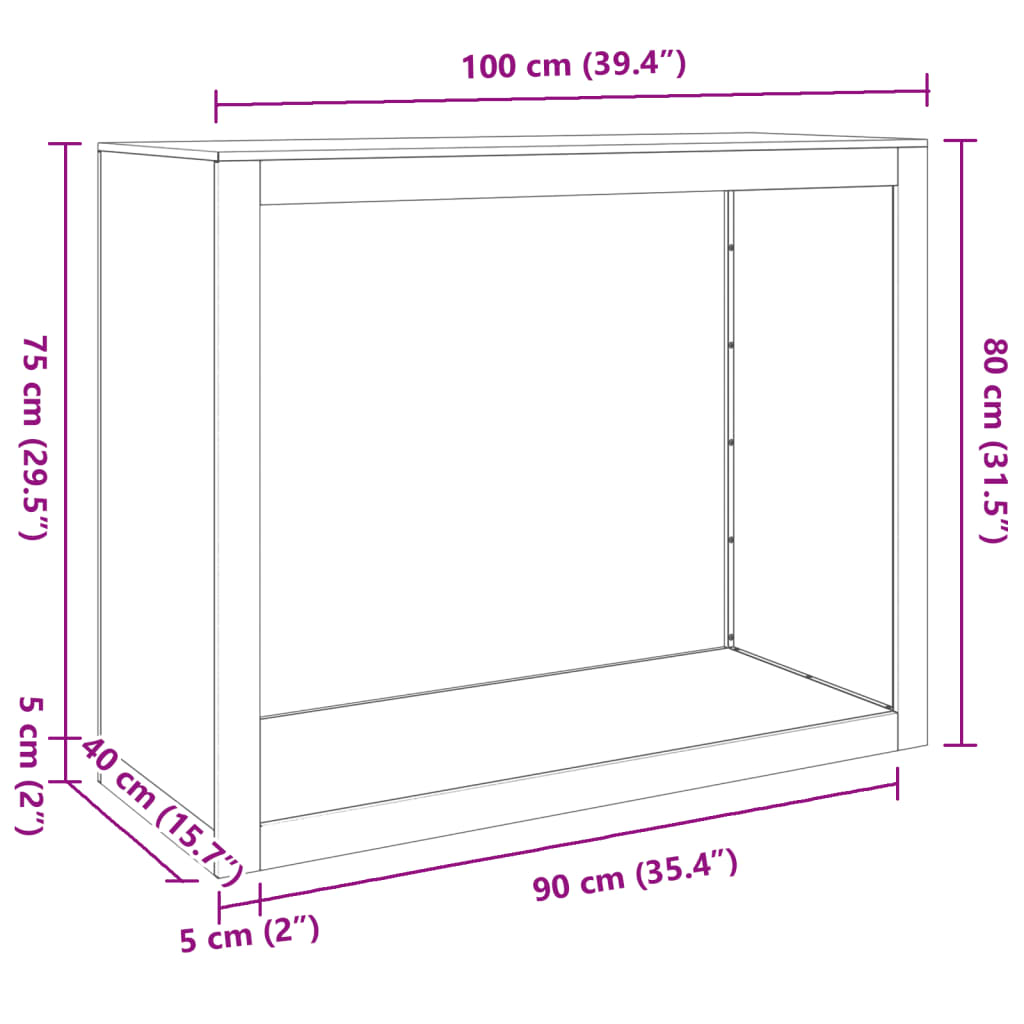 Brændereol 100x40x80 cm i vejrbestandigt stål