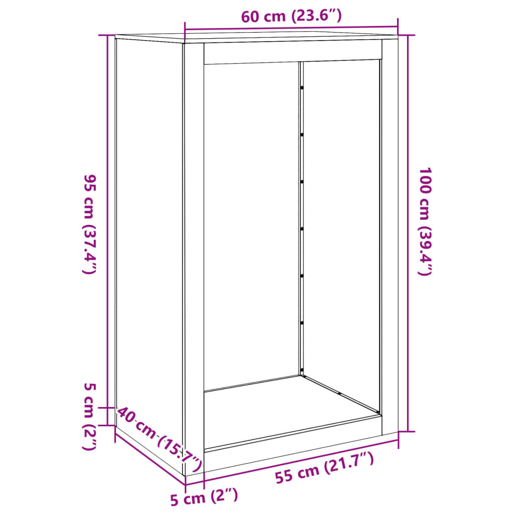 Brændereol 60x40x100 cm i vejrbestandigt stål
