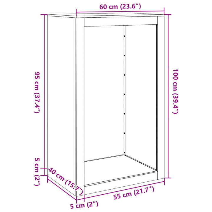 Brændereol 60x40x100 cm i vejrbestandigt stål