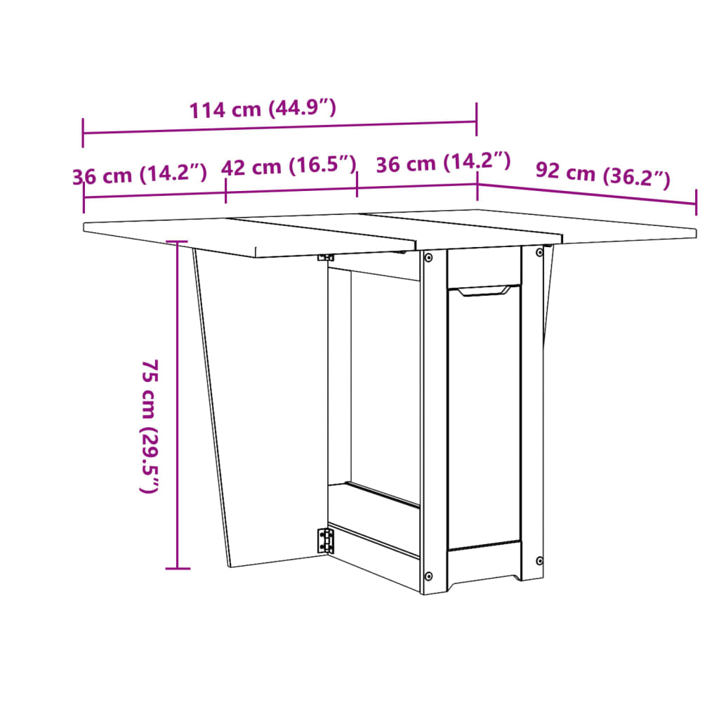 spisebord Corona foldbart massivt fyrretræ gyldenbrun