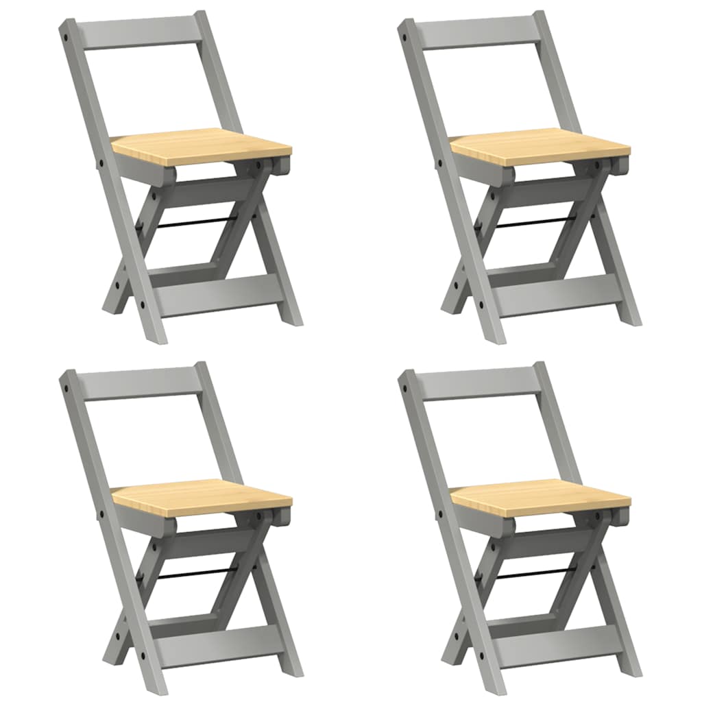 spisebordsstole 4 stk. Corona foldbare massivt fyrretræ grå