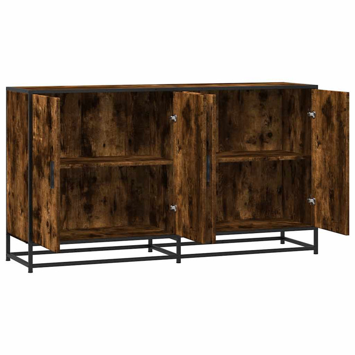 skænk 134x35x76 cm konstrueret træ røget egetræsfarve
