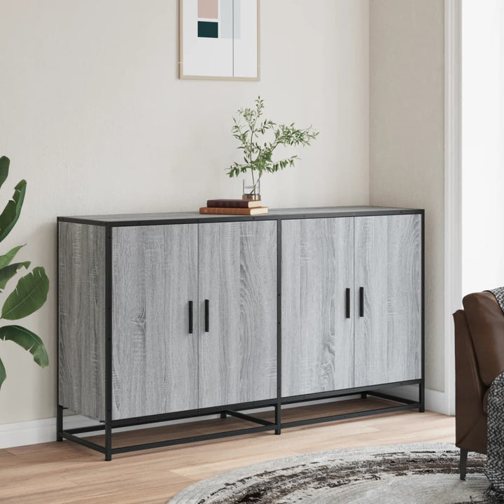 skænk 134x35x76 cm konstrueret træ grå sonoma-eg