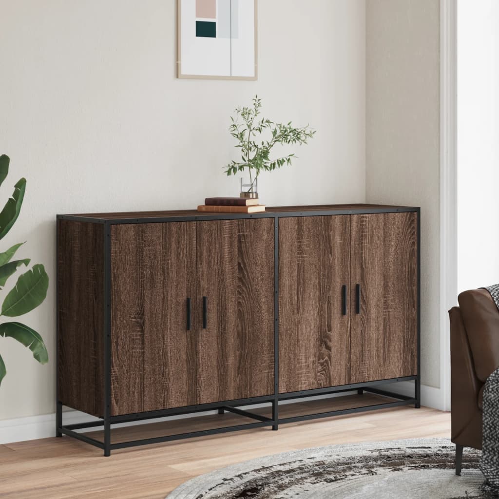 skænk 134x35x76 cm konstrueret træ brun egetræsfarve