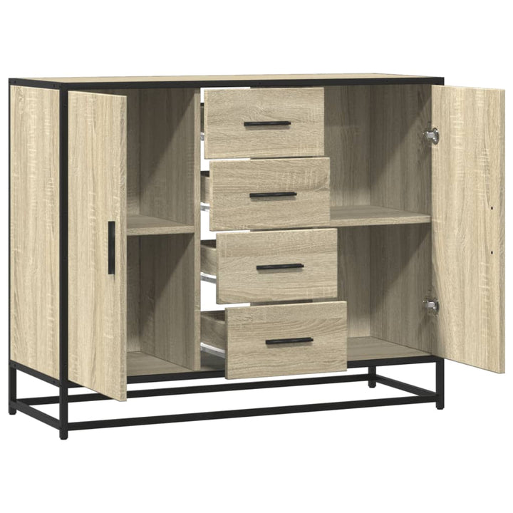skab 92x35x76 cm konstrueret træ røget egetræsfarve