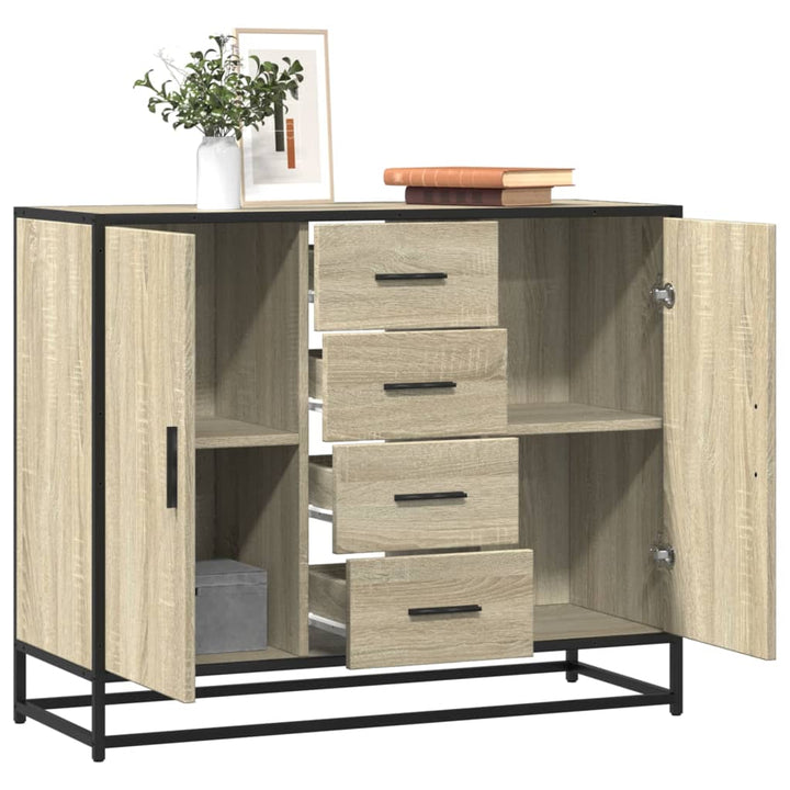 skab 92x35x76 cm konstrueret træ røget egetræsfarve