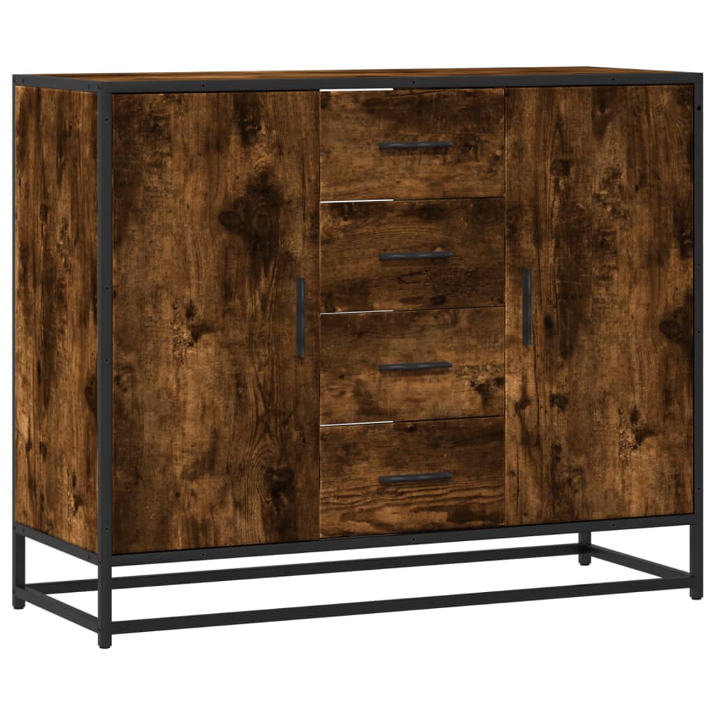 skænk 92x35x76 cm konstrueret træ røget egetræsfarve