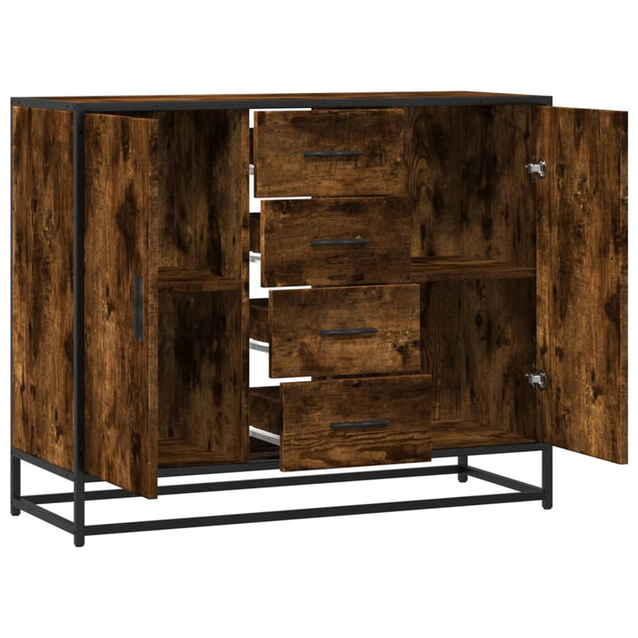 skænk 92x35x76 cm konstrueret træ røget egetræsfarve