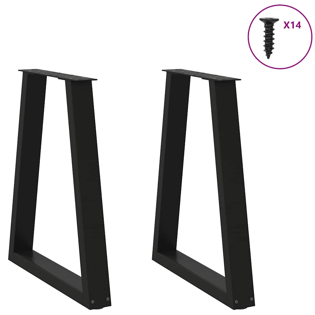 spisebordsben V-formet 2 stk. sort 50x(72-73,3) cm stål