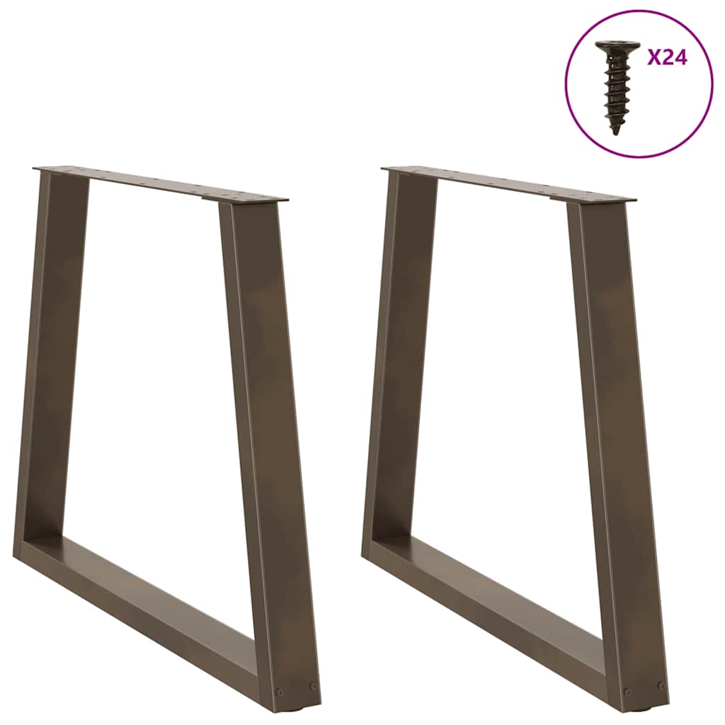 spisebordsben V-formet 2 stk. naturstål 70 x (72-73,3) cm stål