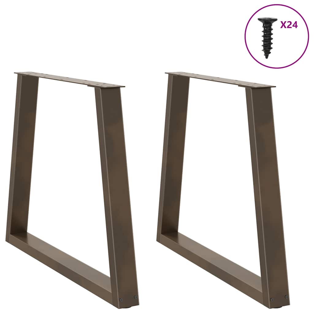 spisebordsben V-formet 2 stk. naturstål 80x(72-73,3) cm stål