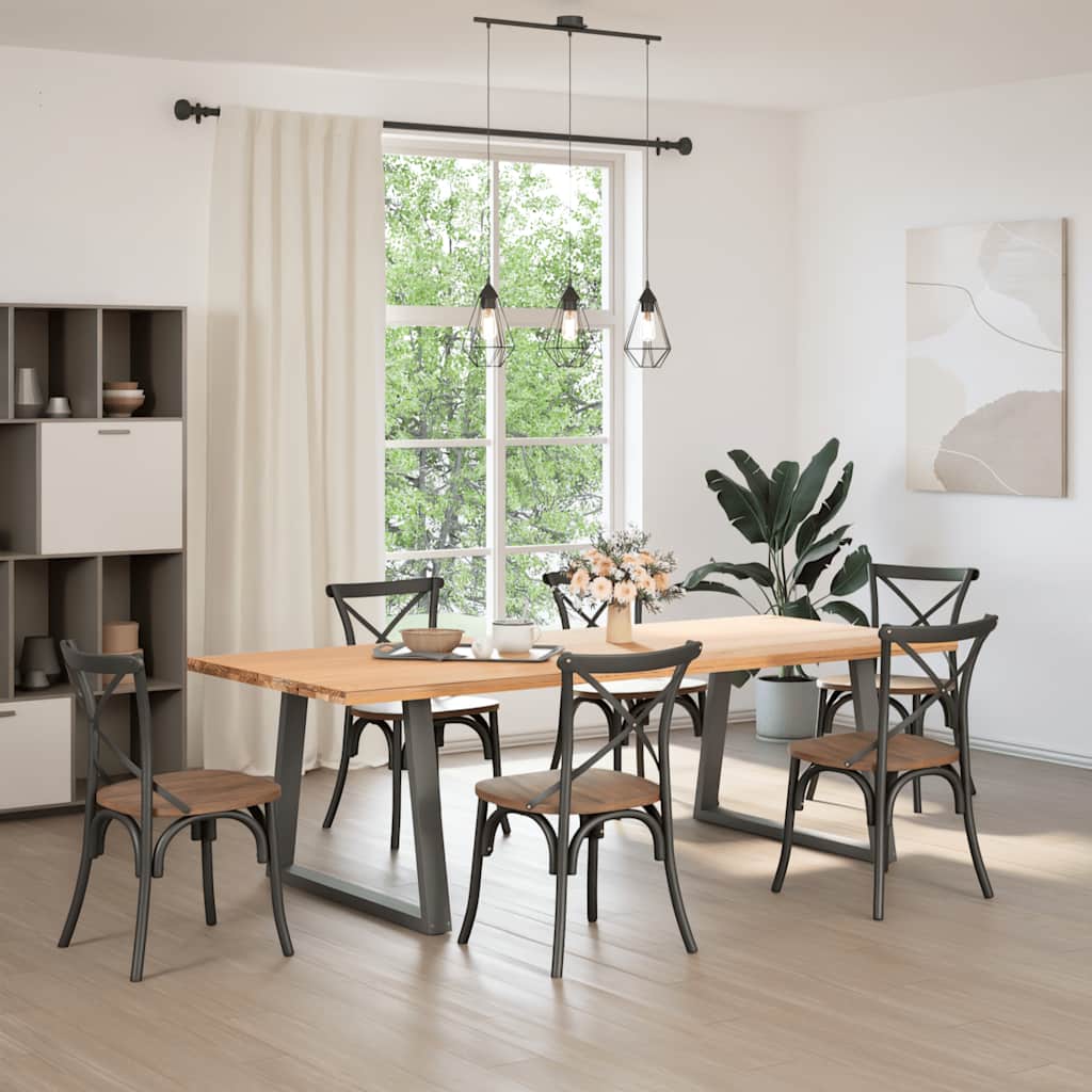 spisebordsben V-formet 2 stk. antracit 90 x (72-73,3) cm stål