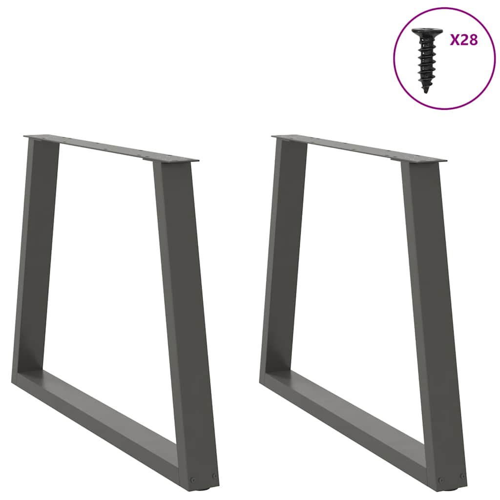 spisebordsben V-formet 2 stk. antracit 90 x (72-73,3) cm stål