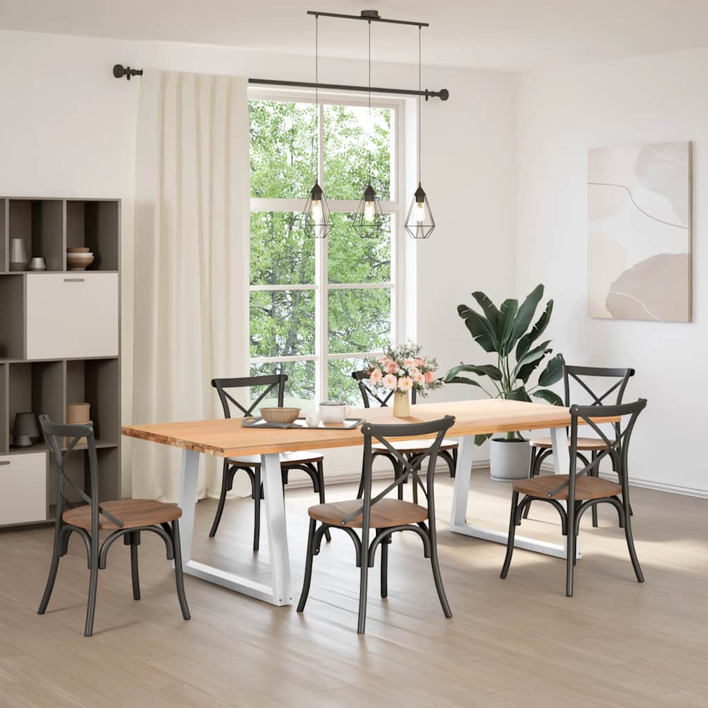spisebordsben V-formet 2 stk. hvid 100x(72-73,3) cm stål