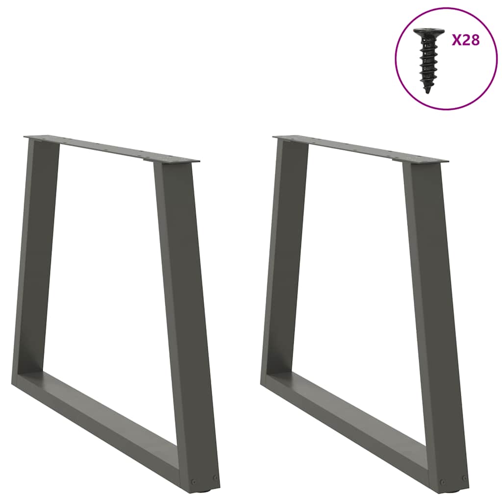 spisebordsben V-formet 2 stk. antracit 100x(72-73,3) cm stål