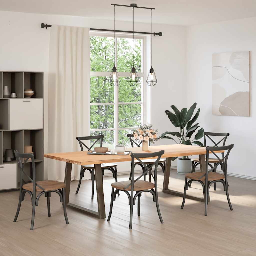 spisebordsben V-formet 2 stk. naturstål 100x(72-73,3) cm stål