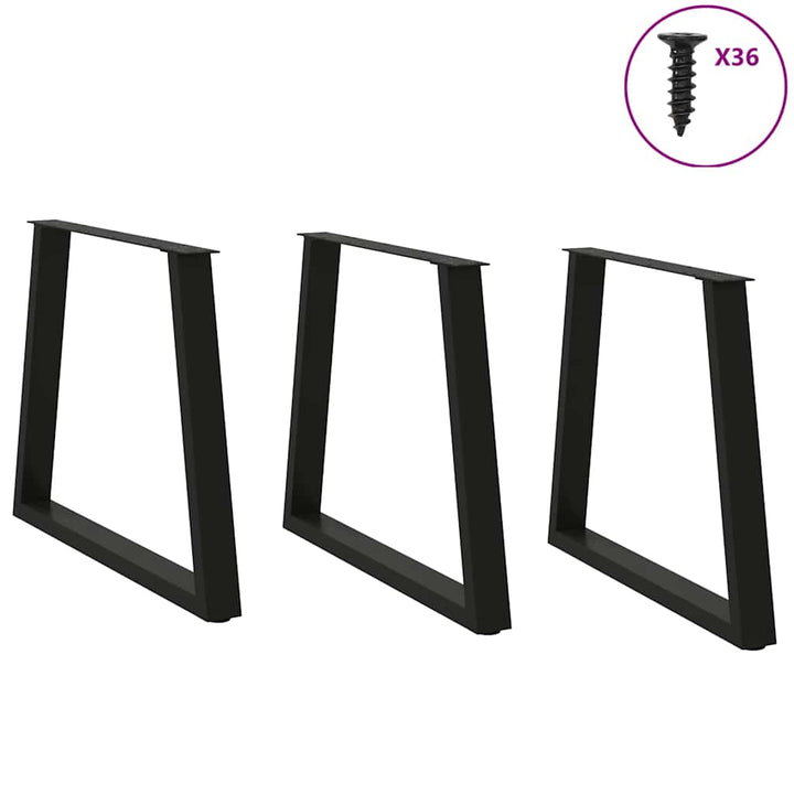 spisebordsben V-formet 3 stk. sort 70 x (72-73,3) cm stål
