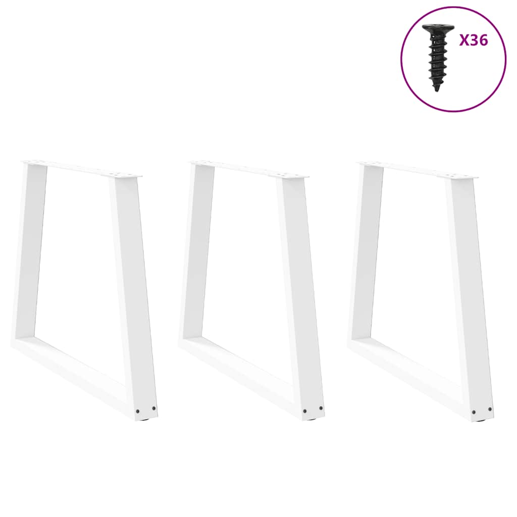 spisebordsben V-formet 3 stk. hvid 70 x (72-73,3) cm stål