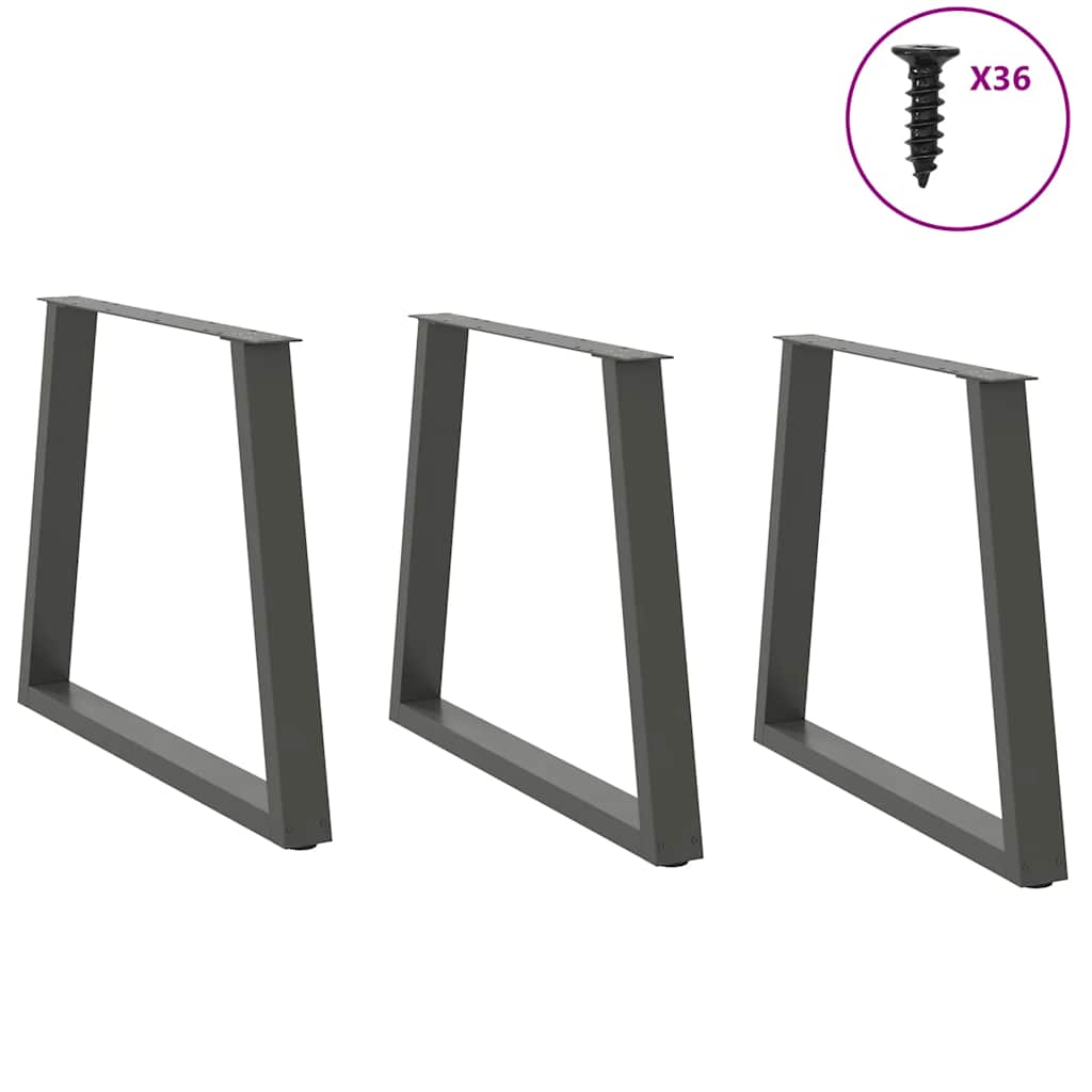spisebordsben V-formet 3 stk. antracit 70 x (72-73,3) cm stål