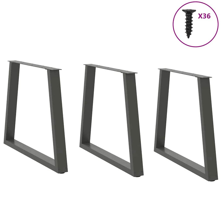 spisebordsben V-formet 3 stk. antracit 70 x (72-73,3) cm stål