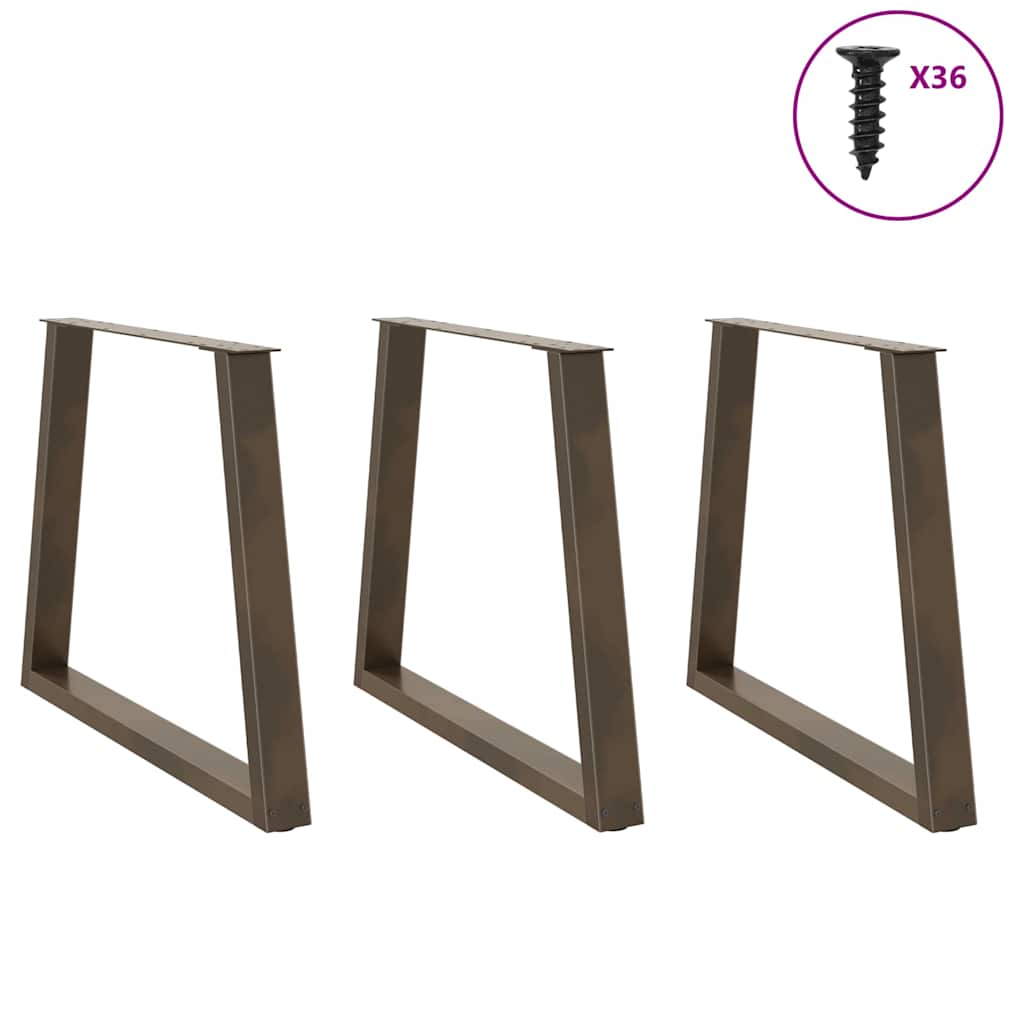 spisebordsben V-formet 3 stk. naturstål 70 x (72-73,3) cm stål