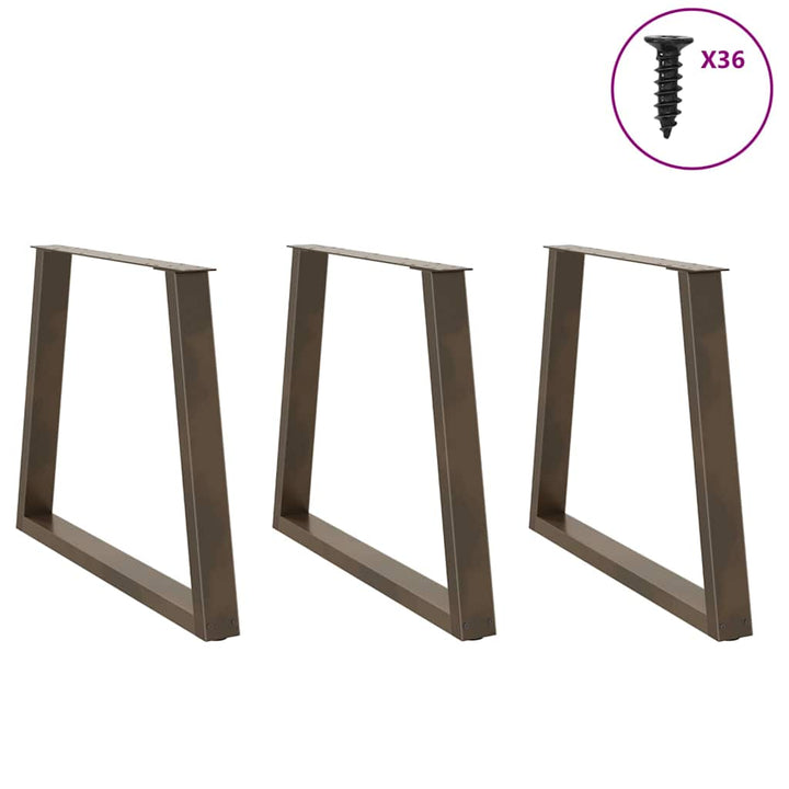 spisebordsben V-formet 3 stk. naturstål 70 x (72-73,3) cm stål