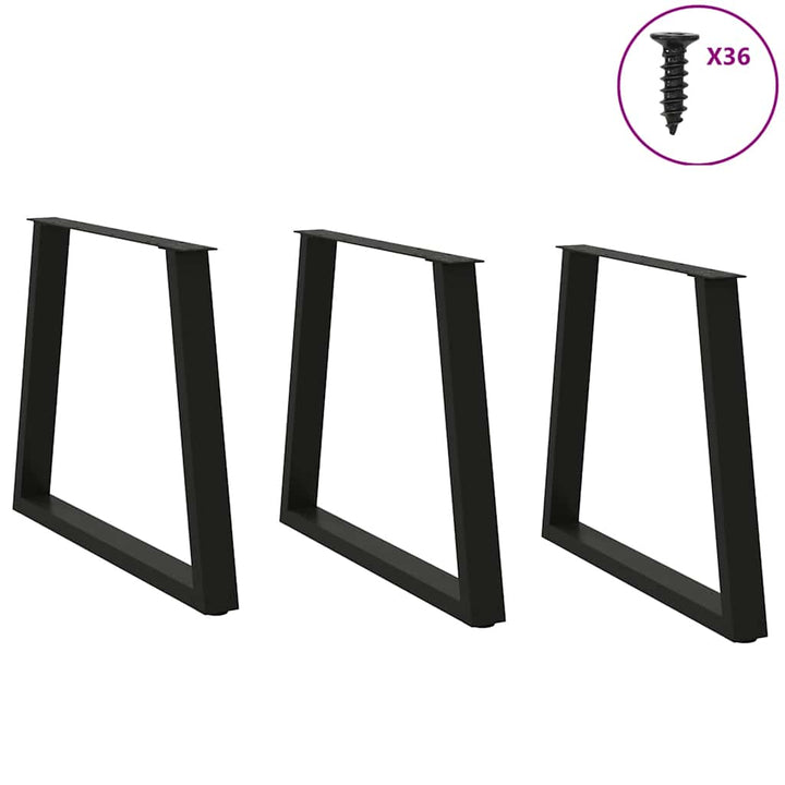 spisebordben V-formet 3 stk. sort 80 x (72-73,3) cm stål