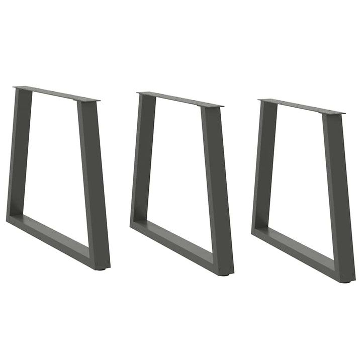 spisebordsben V-formet 3 stk. antracit 80x(72-73,3) cm stål