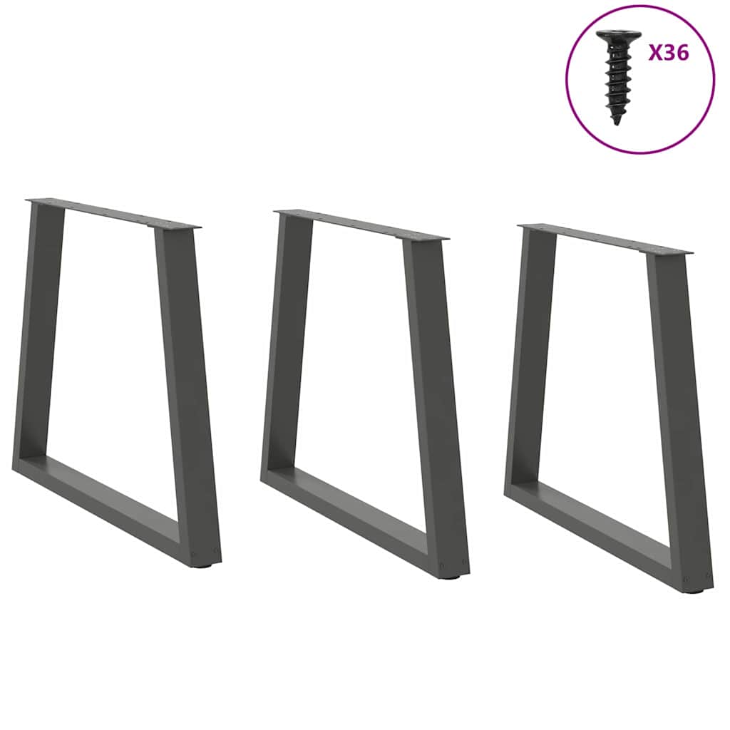 spisebordsben V-formet 3 stk. antracit 80x(72-73,3) cm stål